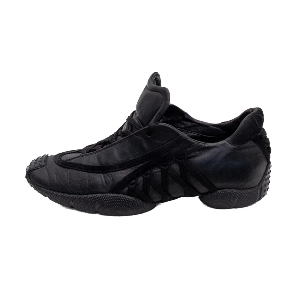 Christian Dior Galliano Era Black Leather‎ Derby Cross Laced Trainers Size US 5